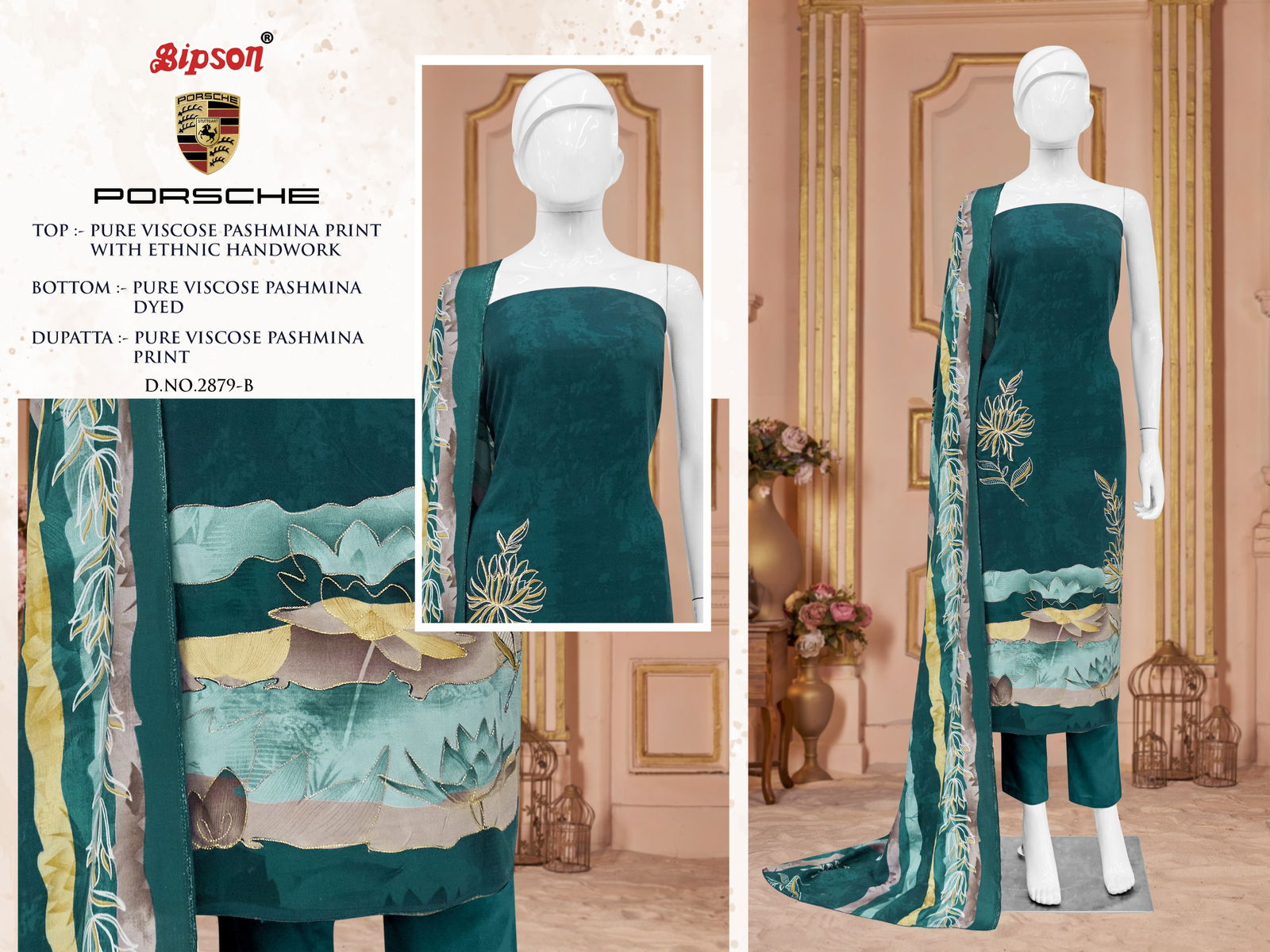 Porsche 2879 By Bipson Viscose Pashmina Dress Material Wholesale Price In Surat